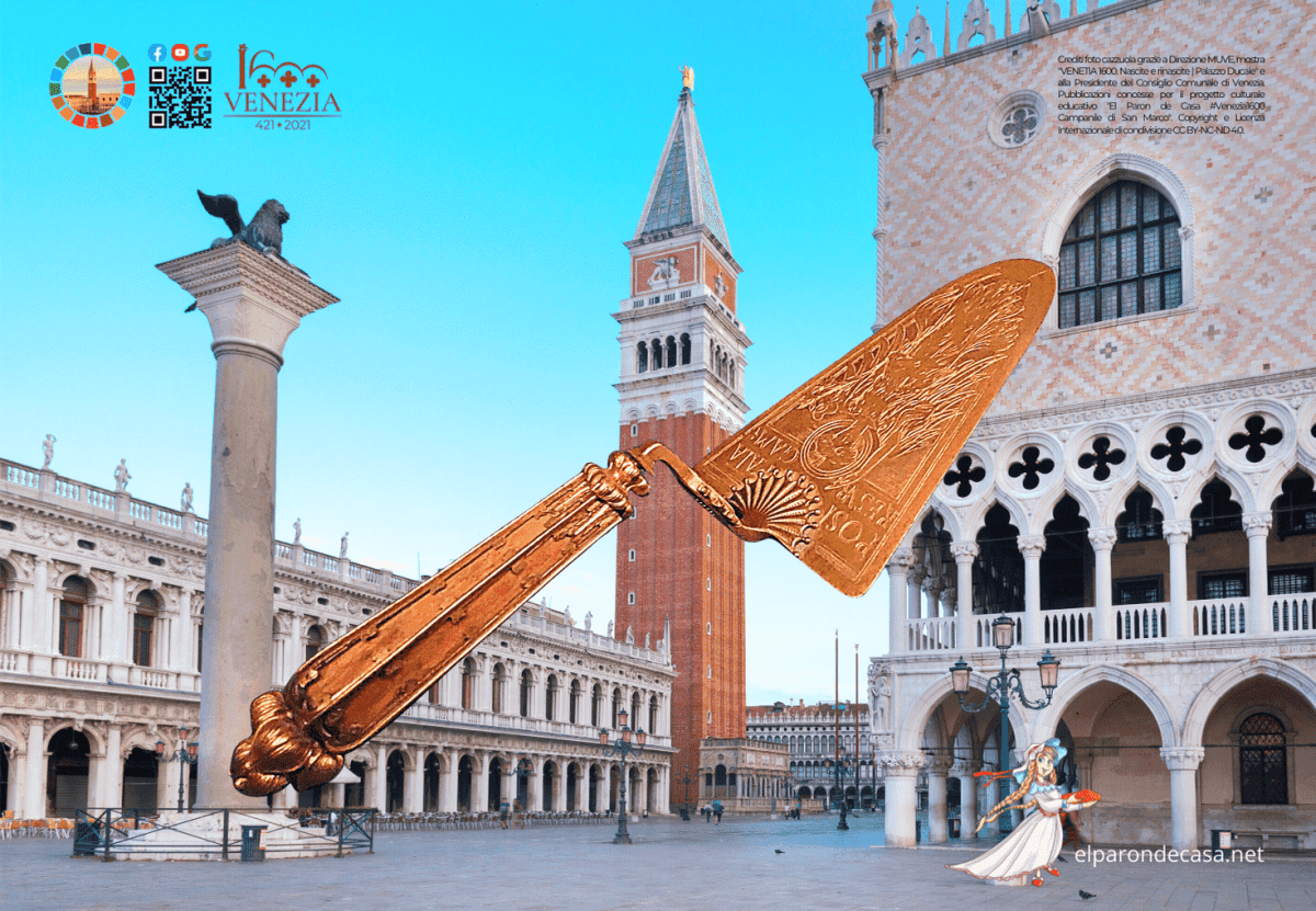 La cazzuola d’argento dorata per la prima pietra del Paron de Casa posata il 25 aprile&nbsp;1903